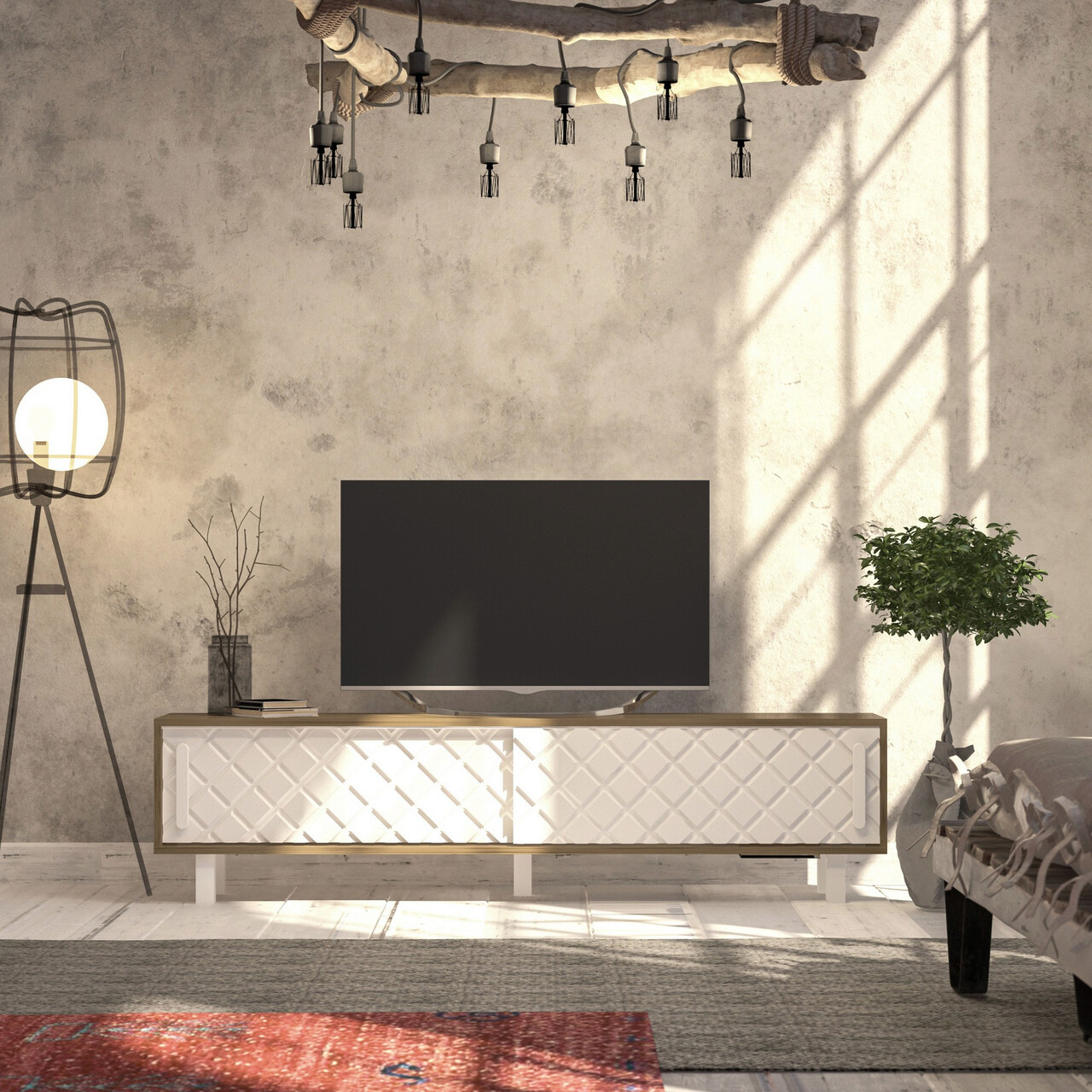 Comoda TV, Hanah Home, Rob, Stejar / Alb - imagine 6